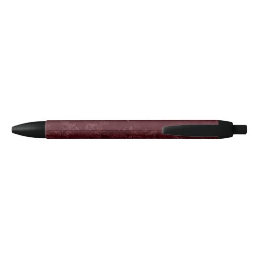 Deep Red Burgundy Floral Christmas Zwarte Inkt Pen (Achterkant)