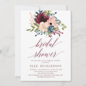 Deep Red burgundy navy floral vrijgezellenfeest Kaart (Voorkant)