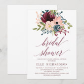 Deep Red burgundy navy floral vrijgezellenfeest Kaart (Voorkant / Achterkant)