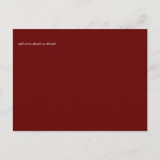 Deep Red Burgundy Rozen Wedding Save Date Briefkaa Briefkaart (Achterkant)