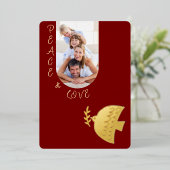 Deep Red, Butter Yellow & Gold Christmas Photo Folie Feestdagenkaart (Staand Voorkant)