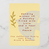 Deep Red, Butter Yellow & Gold Kerstmis Folie Feestdagenkaart (Achterkant)