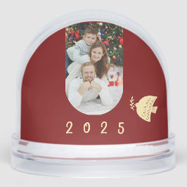 Deep Red, Butter Yellow Photo Year Christmas  Sneeuwbol