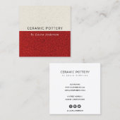 DEEP RED CERAMIC POTTERY GLAZED SPECKLED TEXTURE VIERKANTE VISITEKAARTJE (Voorkant / Achterkant)