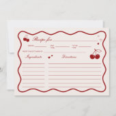 Deep Red Cherry On Top Bridal Shower Recipe Card Kaart (Voorkant)