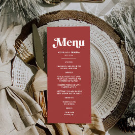 Deep Red Christmas Bruiloft Menu