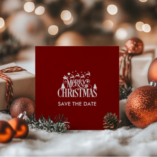 Deep Red Christmas Brunch Party Save The Date