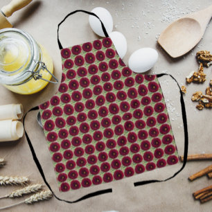 Deep Red Dahlia Floral Pattern Schort