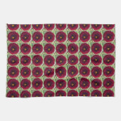 Deep Red Dahlia Floral Pattern Theedoek (Horizontaal)