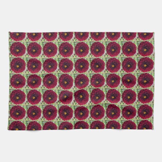 Deep Red Dahlia Floral Pattern Theedoek (Horizontaal)