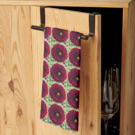 Deep Red Dahlia Floral Pattern Theedoek