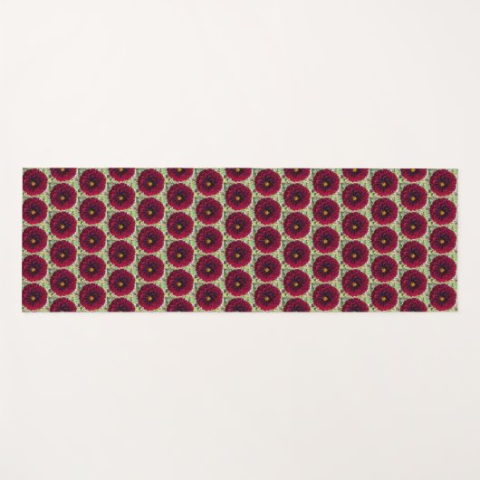 Deep Red Dahlia Floral Pattern Yogamat (Voorkant (horizontaal))