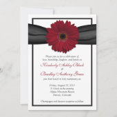 Deep Red Daisy Black Ribbon Weddenschap Kaart (Voorkant)
