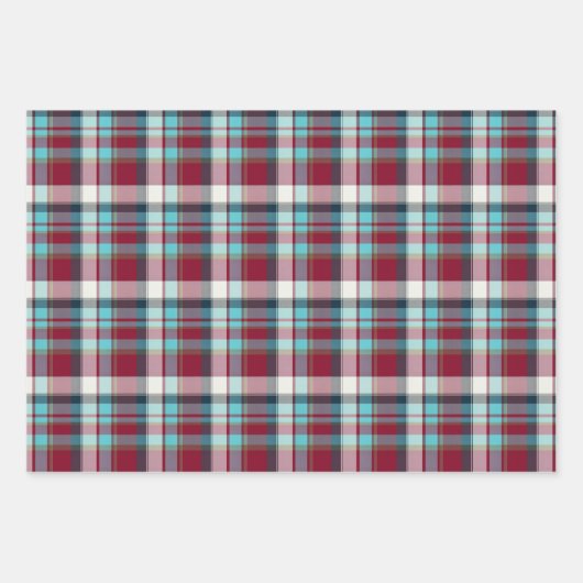 Deep Red, Dark Eclipse, Turquoise, Teal... Plaid Inpakpapier Vel (Voorkant 3)