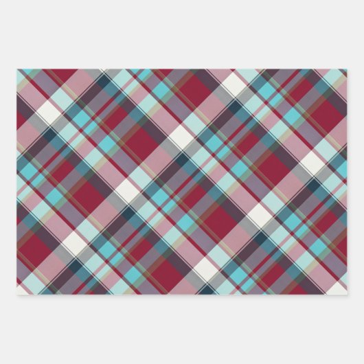 Deep Red, Dark Eclipse, Turquoise, Teal... Plaid Inpakpapier Vel (Voorkant)