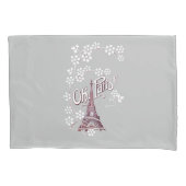 Deep Red Eiffel Tower Illustratie Oh Paris Grey Kussensloop (Voorkant-Links)
