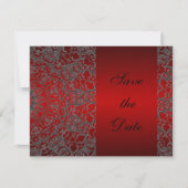 Deep Red Elegant Modern Lace Save the Date (Voorkant)