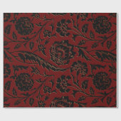 Deep Red en Black Floral Cadeaupapier (Vlak)