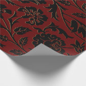 Deep Red en Black Floral Cadeaupapier (Hoek)