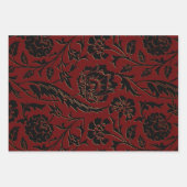 Deep Red en Black Floral Inpakpapier Vel (Voorkant 3)