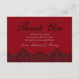 Deep Red en Black Lace Hartelijk dank Bedankkaart