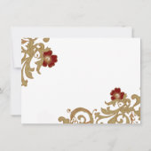 Deep Red en Gold Swirls Merry-kerstfoto Feestdagenkaart (Achterkant)