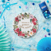 Deep Red en Roze Waterverf Rozen Vrijgezellenfeest Papieren Bordje (Feest)