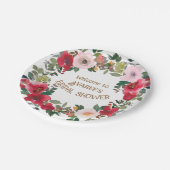 Deep Red en Roze Waterverf Rozen Vrijgezellenfeest Papieren Bordje (Gekanteld)