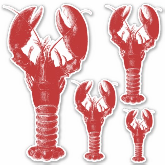 Deep Red en White Lobster Sticker (Voorkant)