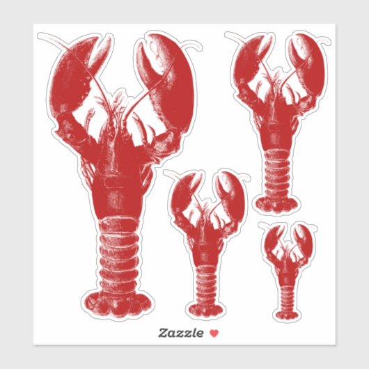 Deep Red en White Lobster Sticker (Vel)