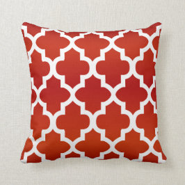Deep Red en White Quatrefoil Pattern Kussen