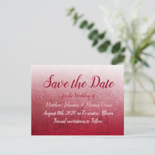 Deep Red Fade Bubbles Save the Date Briefkaart (Staand voorkant)