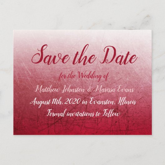 Deep Red Fade Bubbles Save the Date Briefkaart (Voorkant)