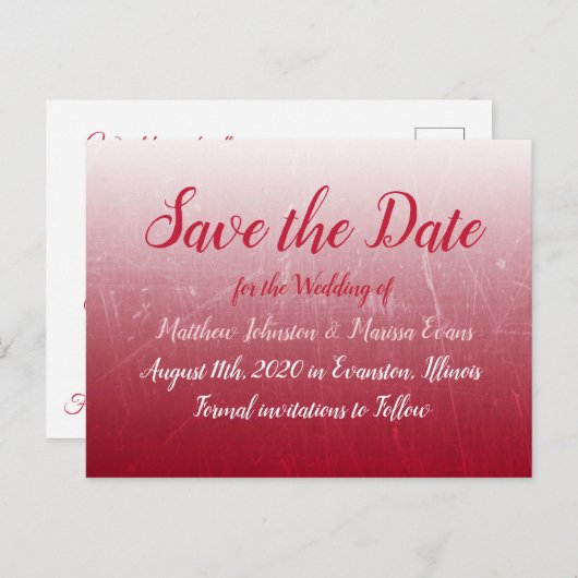 Deep Red Fade Bubbles Save the Date Briefkaart (Voorkant / Achterkant)