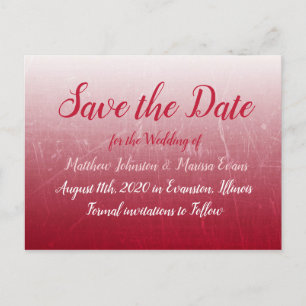 Deep Red Fade Bubbles Save the Date Briefkaart