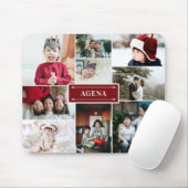 Deep Red Family Foto Collage & Name Muismat (Met muis)