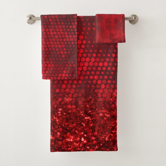 Deep Red Faux Glitter Lights Bad Handdoek (Insitu)