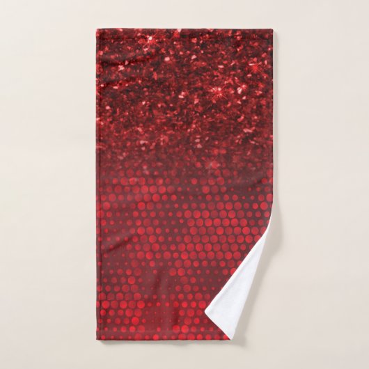 Deep Red Faux Glitter Lights Bad Handdoek (Handdoek)