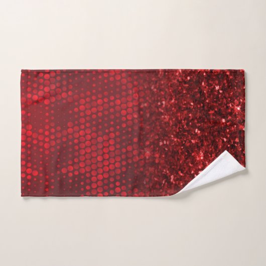 Deep Red Faux Glitter Lights Bad Handdoek (Handdoek)