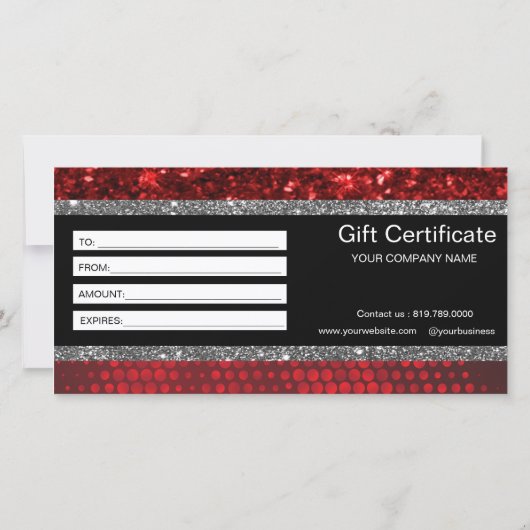 Deep Red Faux Glitter Lights Cadeaubon (Achterkant)