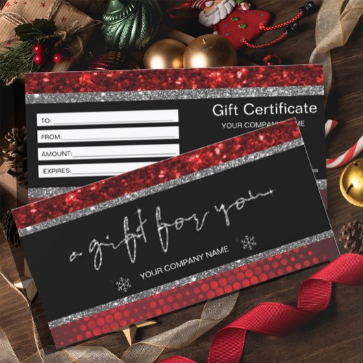 Deep Red Faux Glitter Lights Cadeaubon