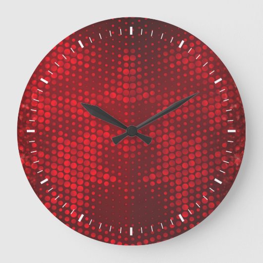 Deep Red Faux Glitter Lights Grote Klok (Voorkant)