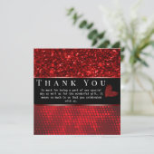 Deep Red Faux Glitter Lights Hartelijk dank Kaart (Staand voorkant)