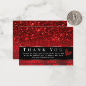 Deep Red Faux Glitter Lights Hartelijk dank Notitiekaartje (Voorkant / Achterkant in situ)