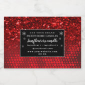 Deep Red Faux Glitter Lights Ingrediënten Voedselcontainer Etiket (Enkel label)