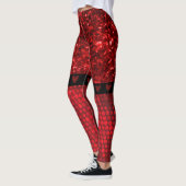 Deep Red Faux Glitter Lights Leggings (Links)