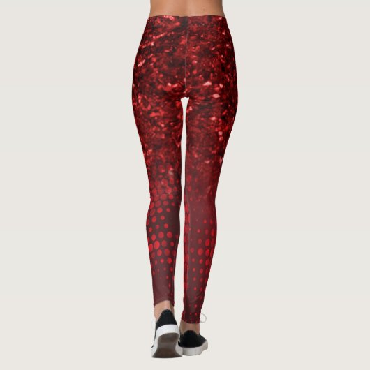 Deep Red Faux Glitter Lights Leggings (Achterkant)