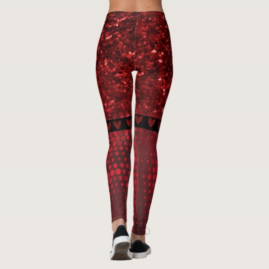 Deep Red Faux Glitter Lights Leggings (Achterkant)