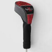 Deep Red Faux Glitter Lights Monogram Naam Golfheadcover (Schuin)