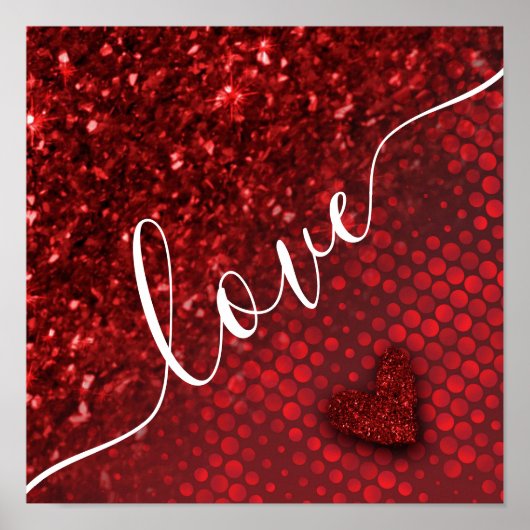 Deep Red Faux Glitter Lights Poster (Voorkant)